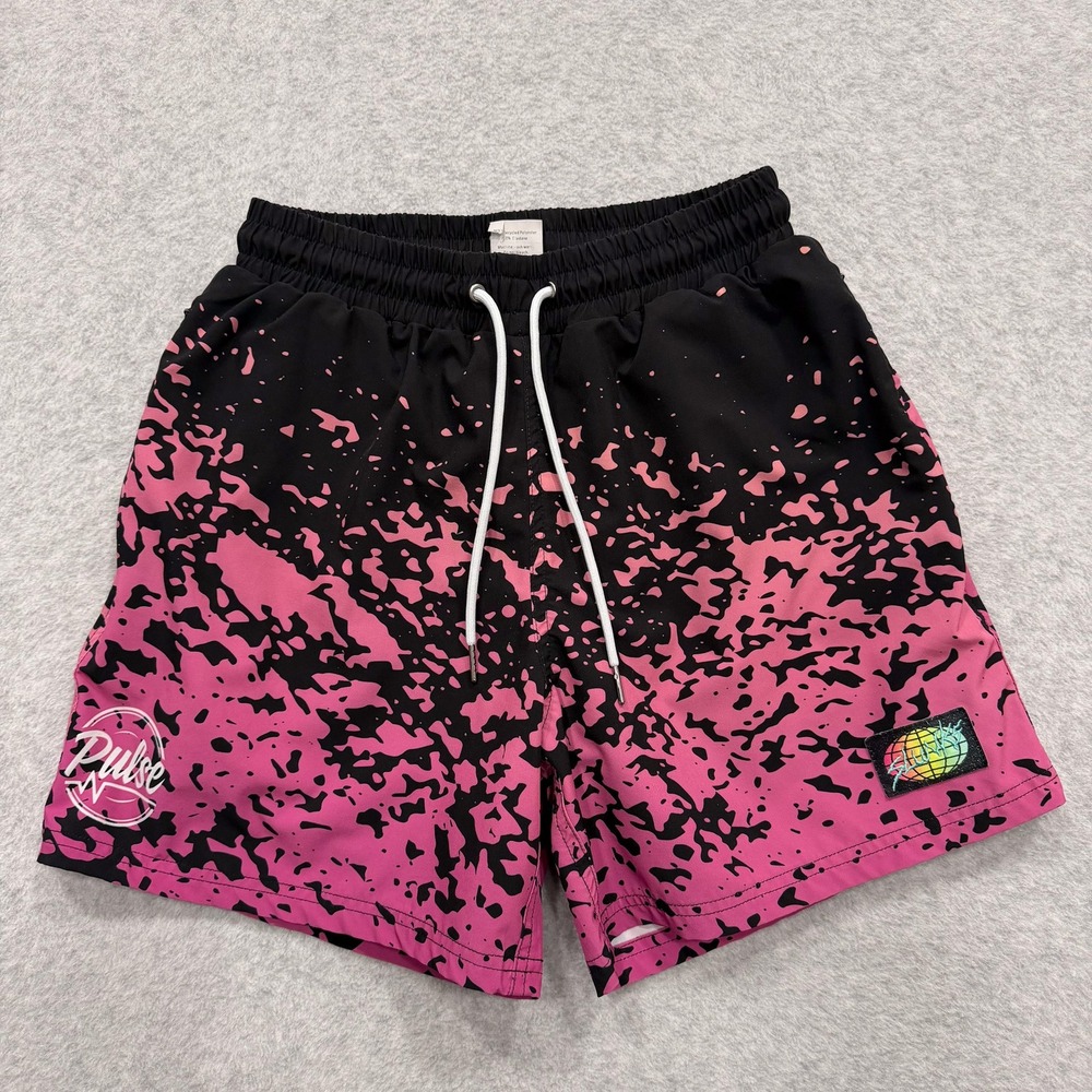 Slunks Shorts Mens S Pink Pulse Splatter 5" Lined